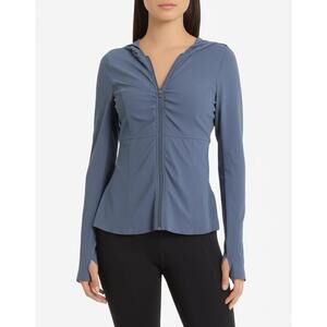 ST. JOHN'S BAY ACTIVE Jacket Womens Size M Blue Grey Hooded‎ Full Zip Activewear